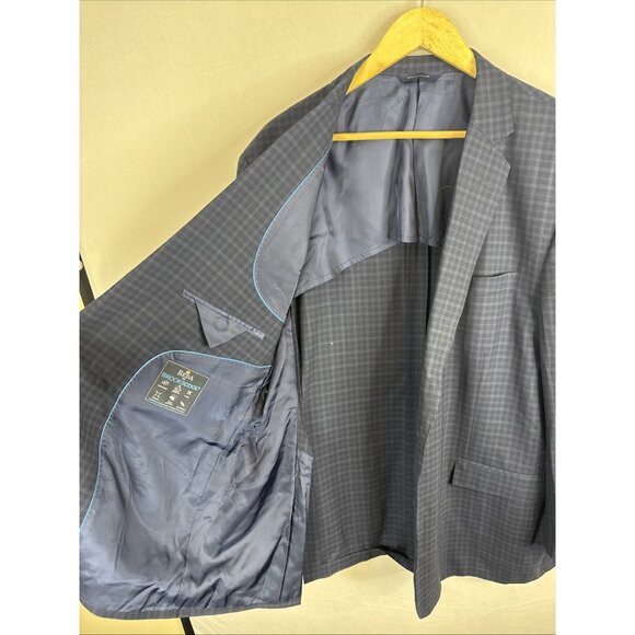 Brooks Brothers Regent 48S Navy Check Wool Blazer Reda Brookscool Stretch Travel - Picture 9 of 10